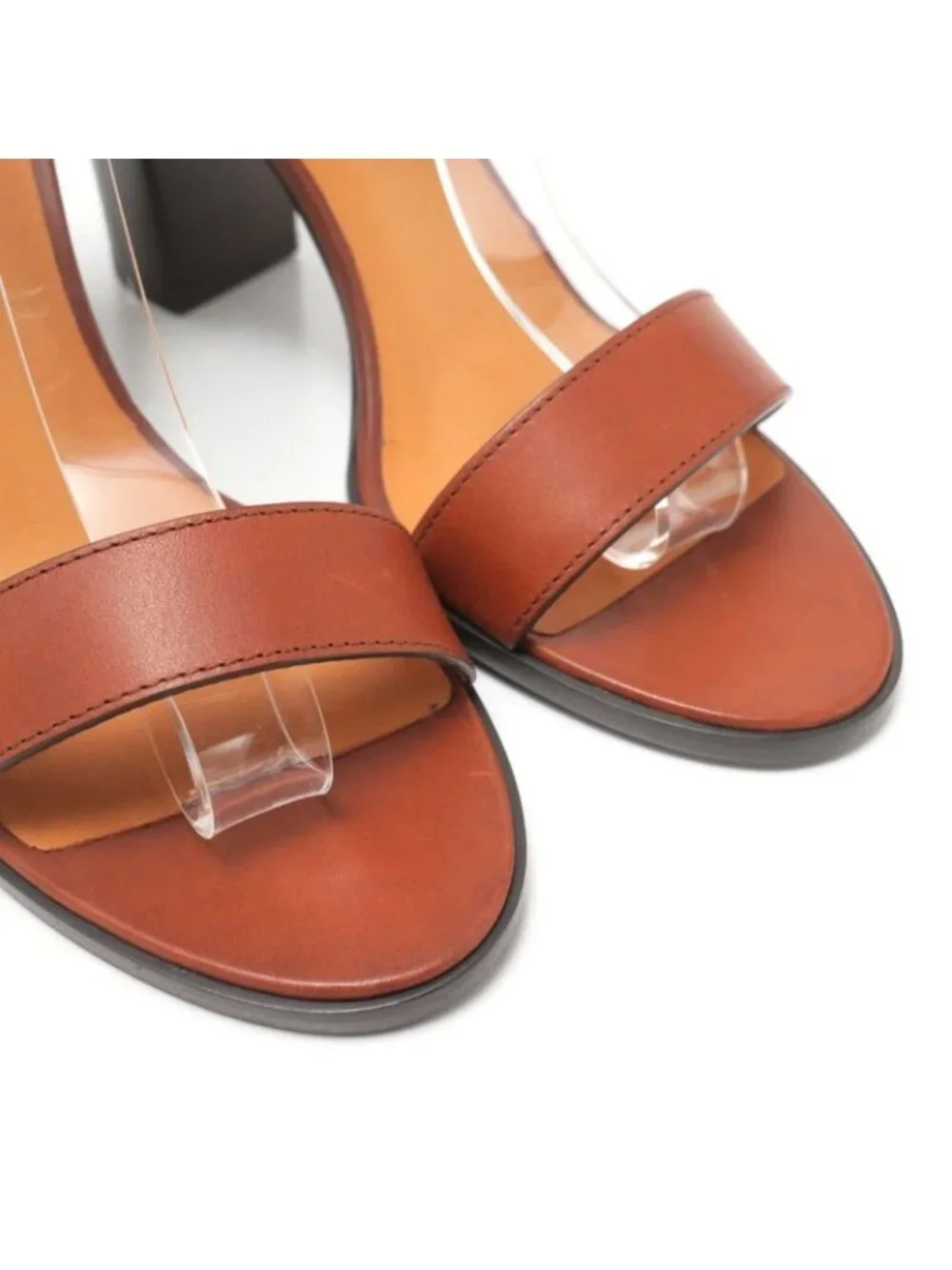 Celine Sandals Size 37.5 Ankle Strap Chunky Heel Lace Up Leather - Picture 4 of 8